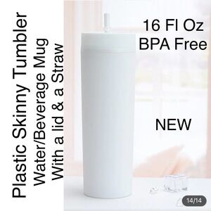 💥5/$15💧 Water Tumbler Straw Trip Gym Beverage 16 Fl oz Skinny Mug Gift Idea